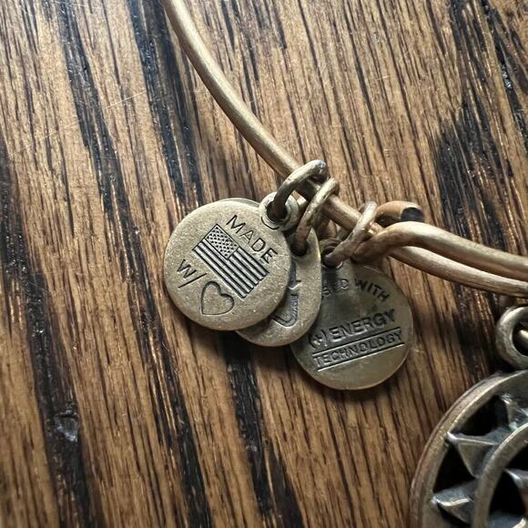 Alex and Ani Gold Tone Compass Adjustable Positive Energy Antique Gold Bracelet - Picture 3 of 5